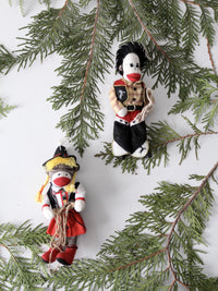 vintage cowboy and cowgirl sock monkey ornament pair