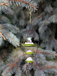 pair of vintage dessert stand Christmas ornaments
