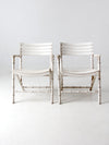 vintage white faux bamboo folding chairs pair