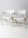 vintage white faux bamboo folding chairs pair