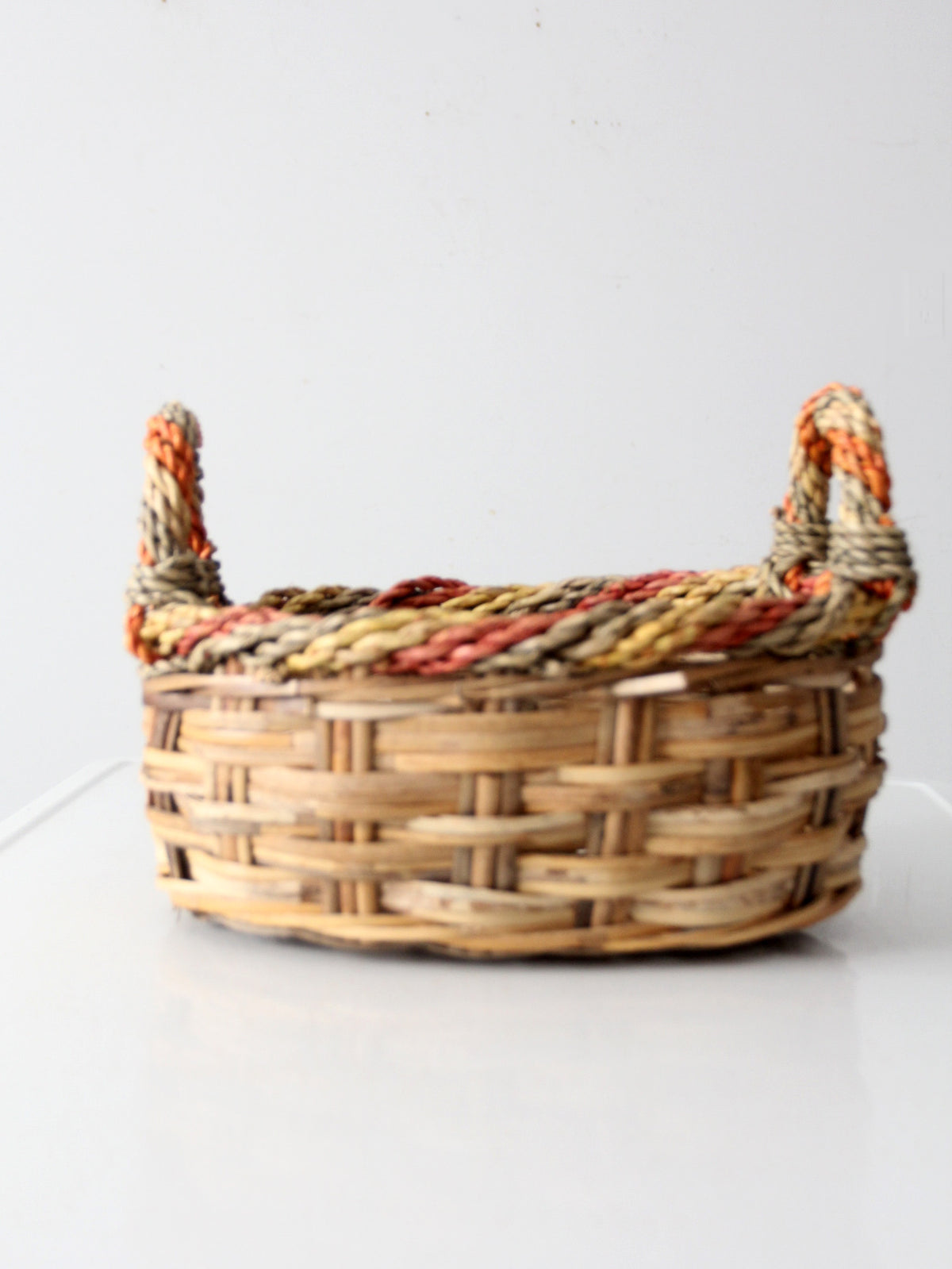 vintage braided wicker basket