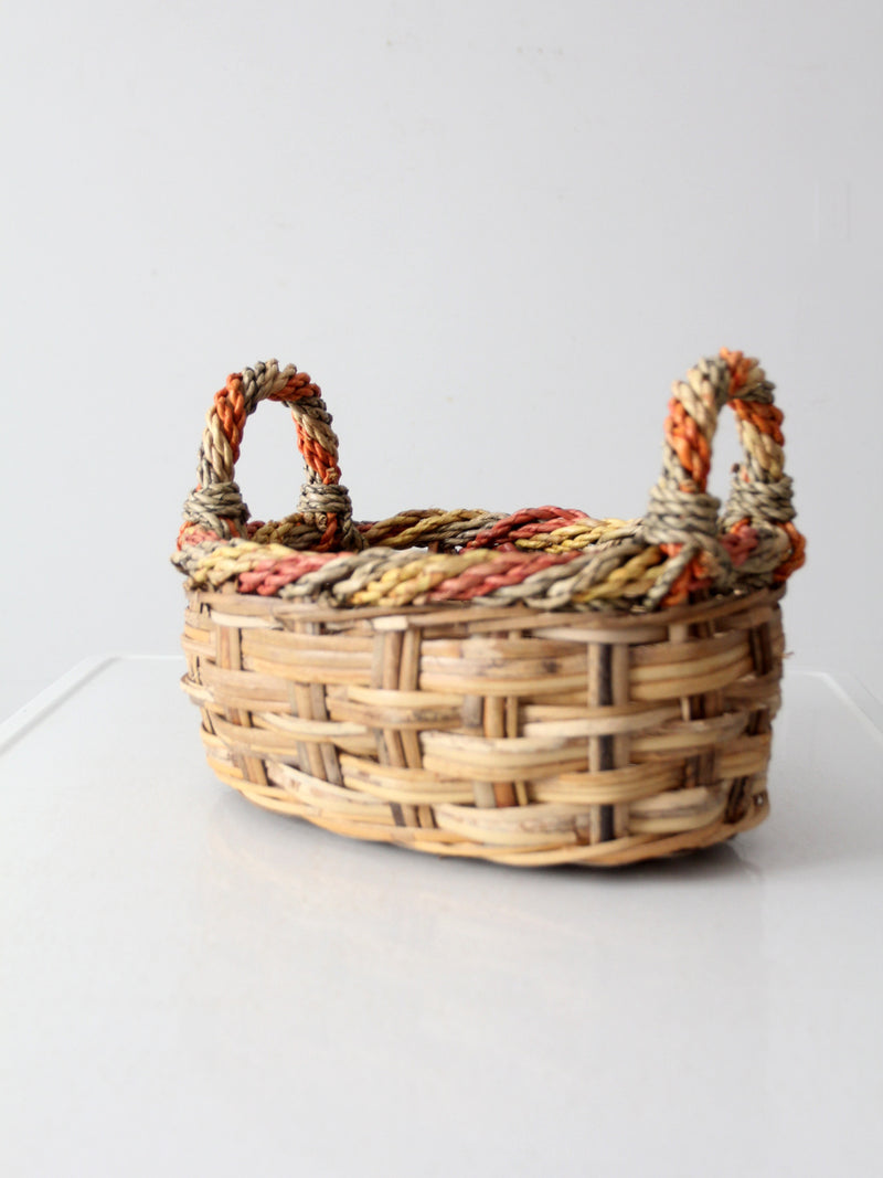 vintage braided wicker basket