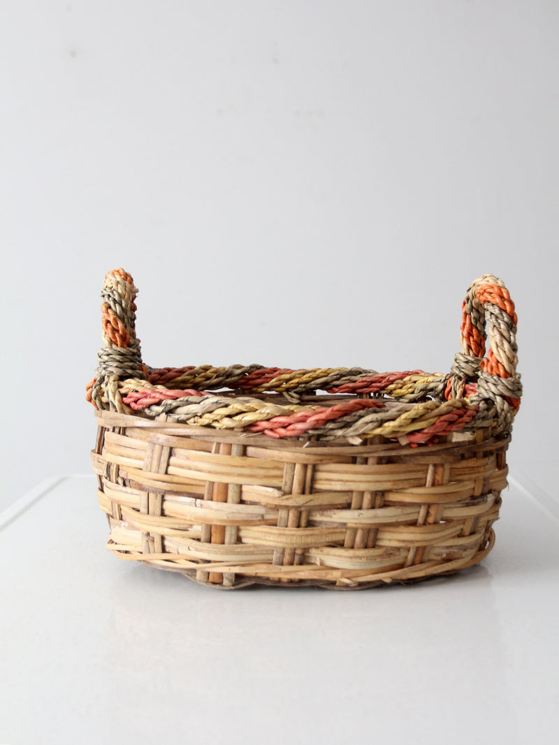 vintage braided wicker basket