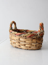 vintage braided wicker basket