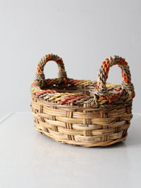 vintage braided wicker basket