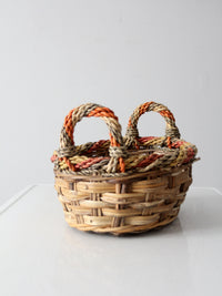 vintage braided wicker basket