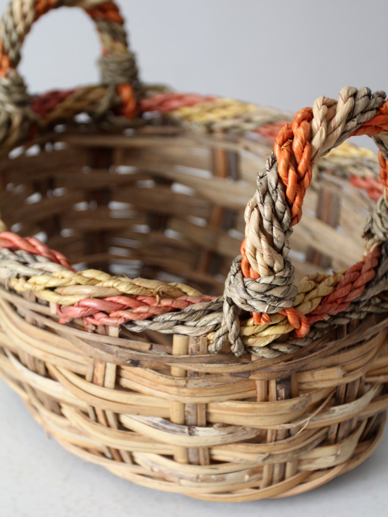 vintage braided wicker basket