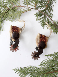 vintage western spur Christmas ornament pair