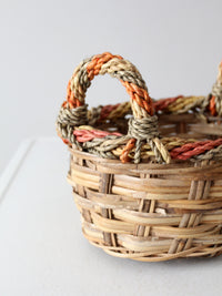 vintage braided wicker basket