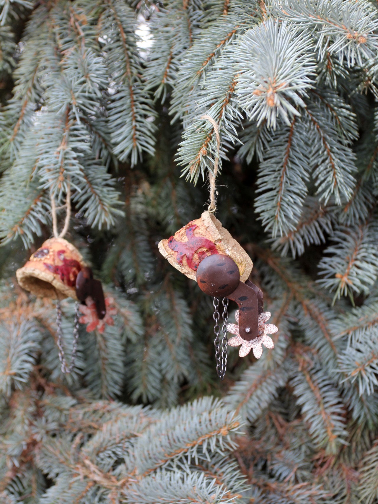 vintage western spur Christmas ornament pair