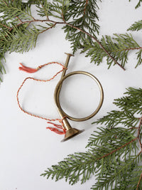 vintage brass hunting horn ornament