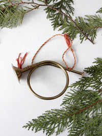 vintage brass hunting horn ornament