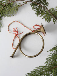 vintage brass hunting horn ornament
