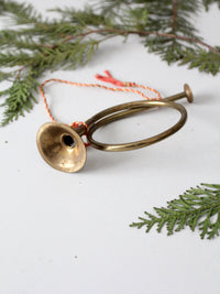 vintage brass hunting horn ornament