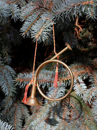 vintage brass hunting horn ornament