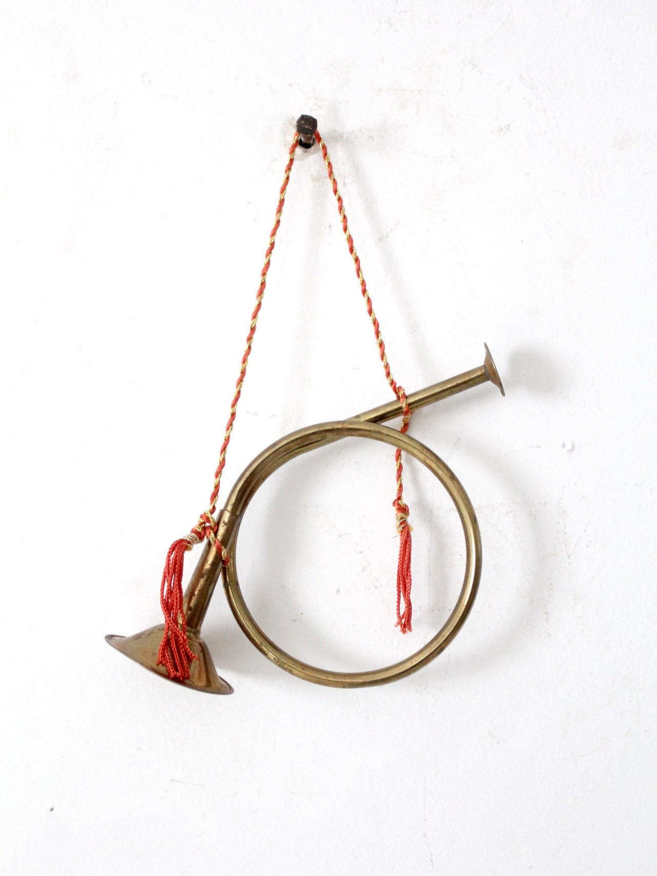 vintage brass hunting horn ornament
