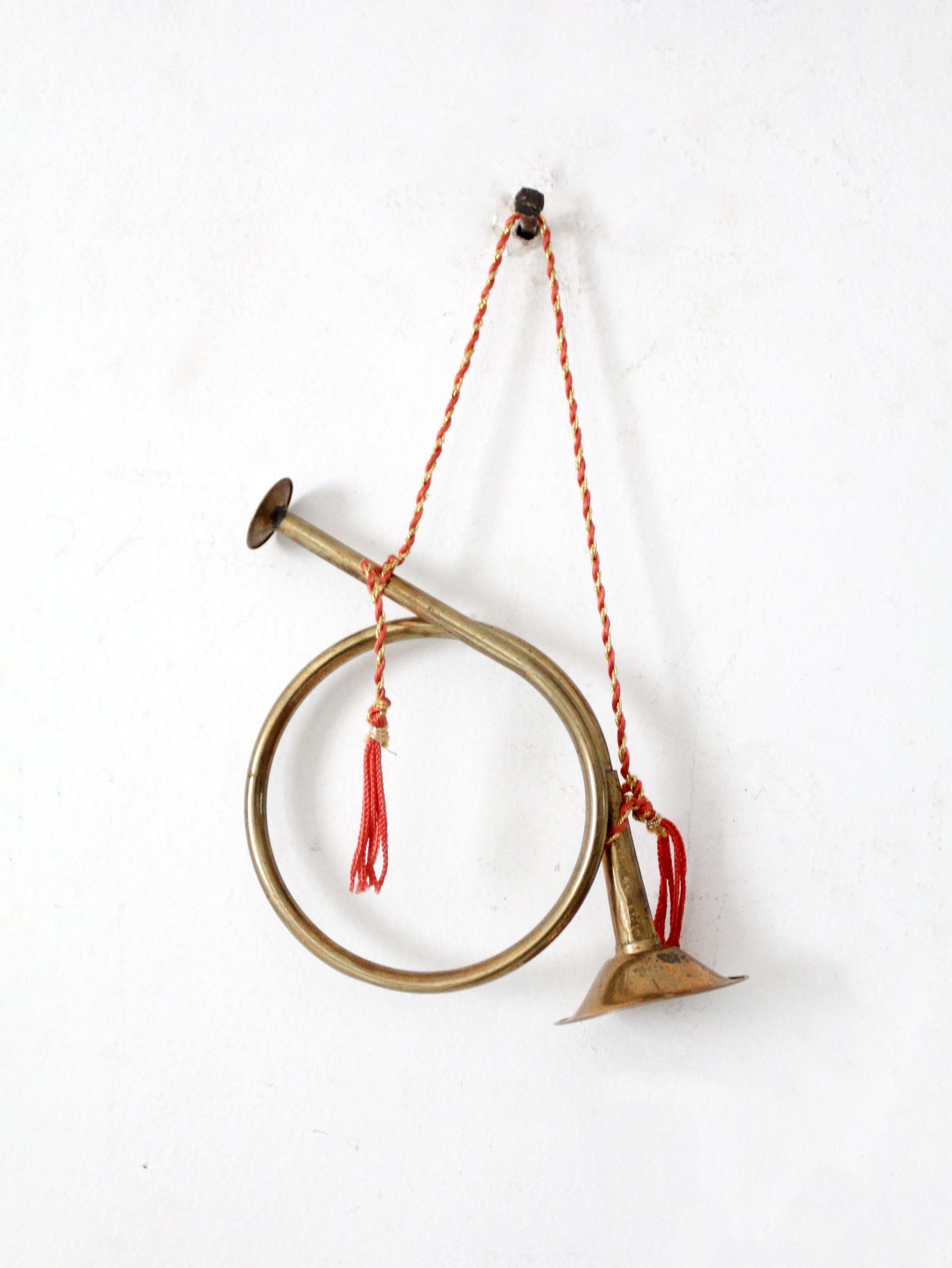 vintage brass hunting horn ornament