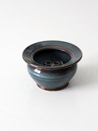 vintage handmade studio pottery flower frog vase