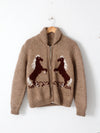 vintage hand knit cowichan style horse sweater