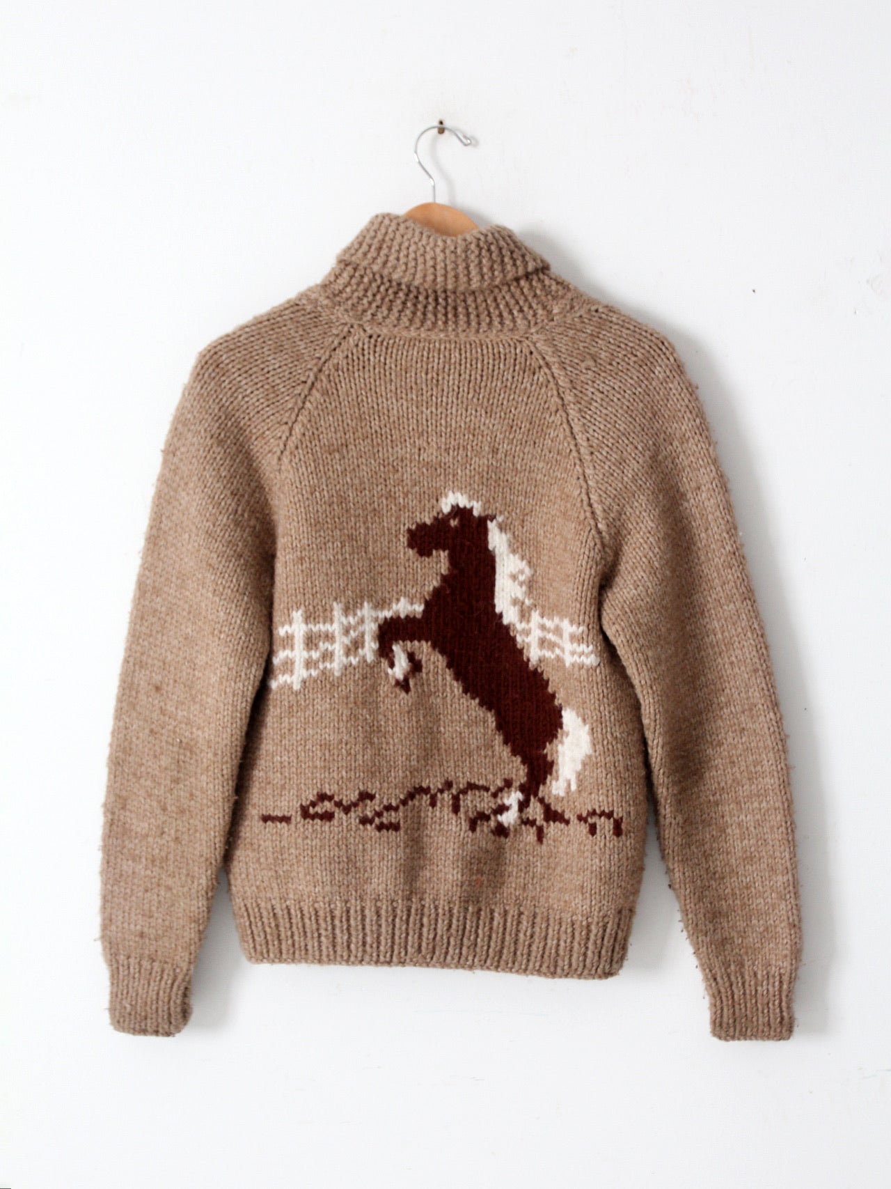 SALE!! 70s woolポンチョpelican vintage vintage hand knit cowichan style horse sweater – 86 Vintage