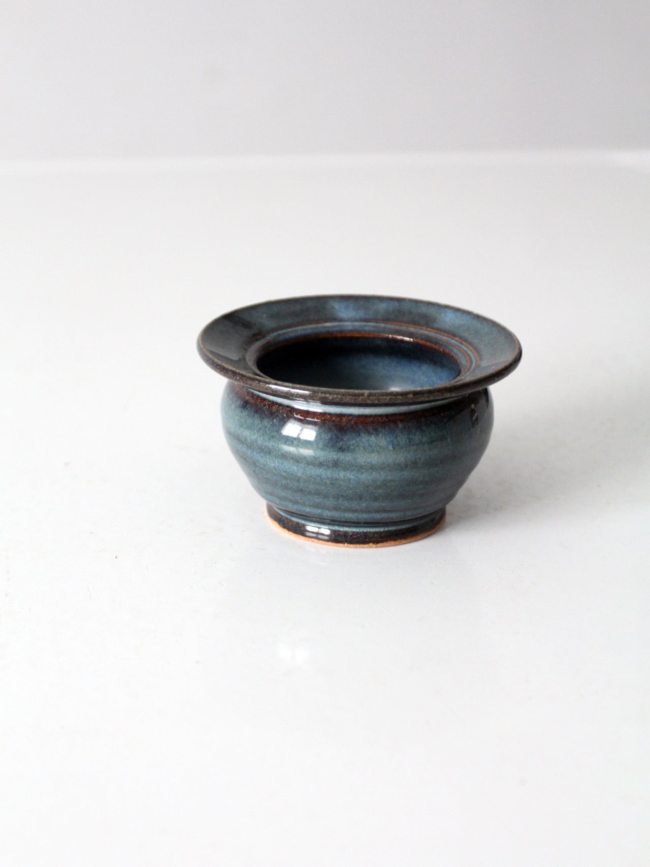 vintage handmade studio pottery flower frog vase