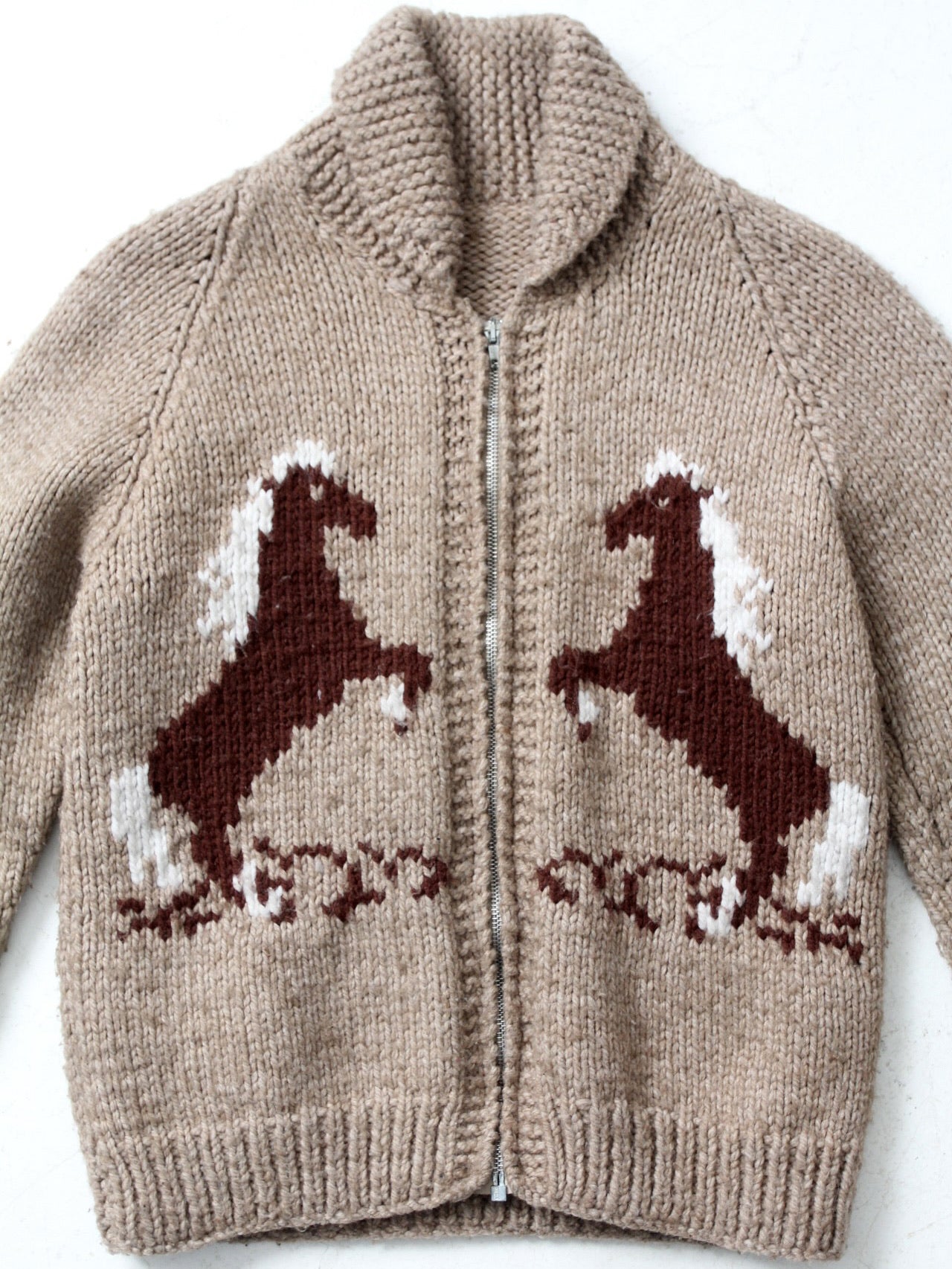 vintage hand knit cowichan style horse sweater – 86 Vintage