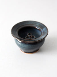vintage handmade studio pottery flower frog vase