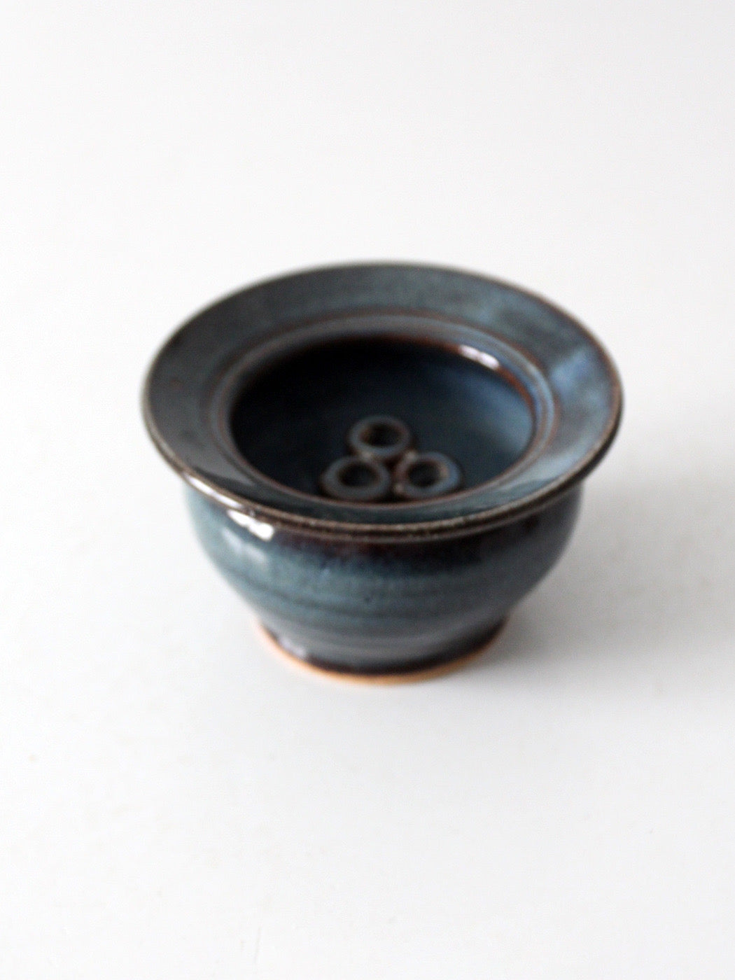 vintage handmade studio pottery flower frog vase
