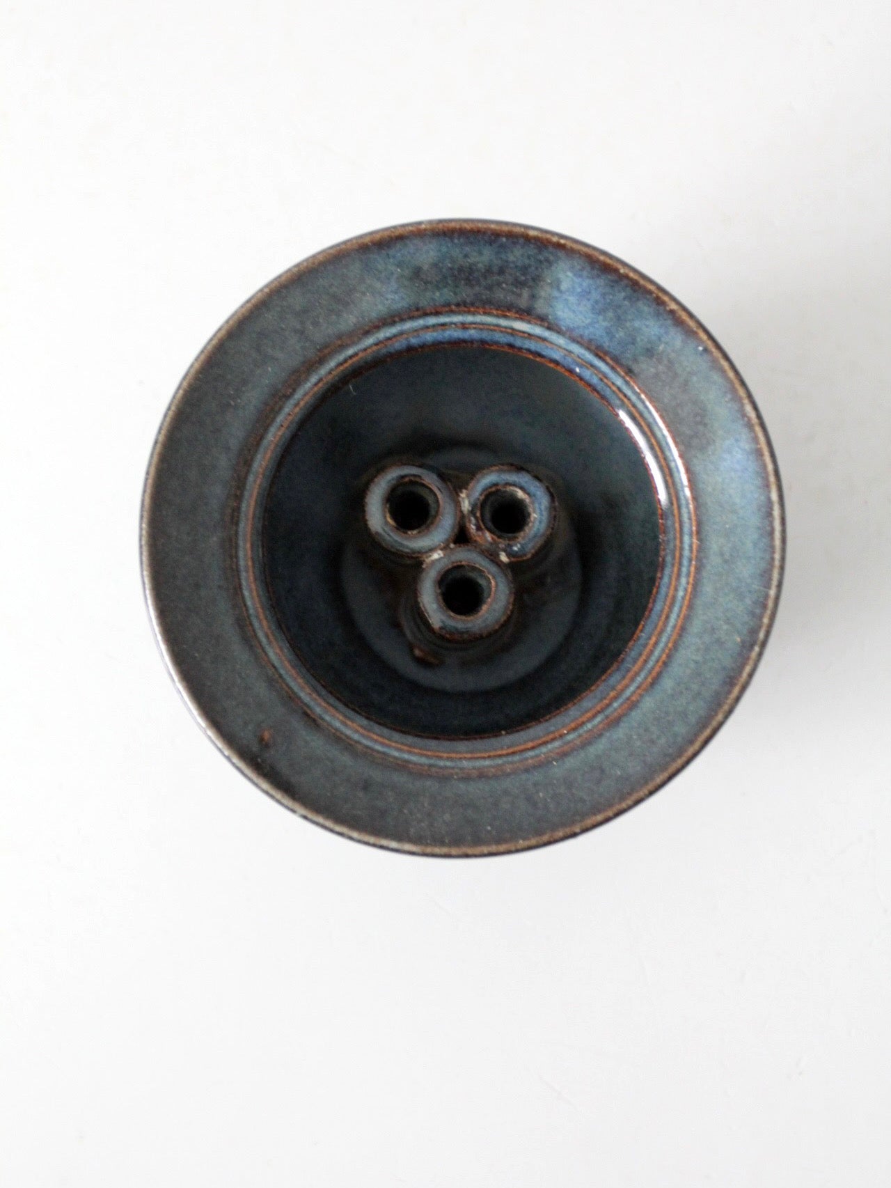 vintage handmade studio pottery flower frog vase