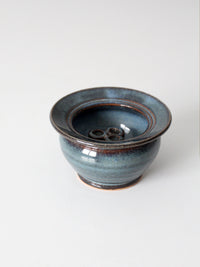 vintage handmade studio pottery flower frog vase