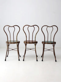 early 20th century Art Nouveau iron bistro chairs, set of 3