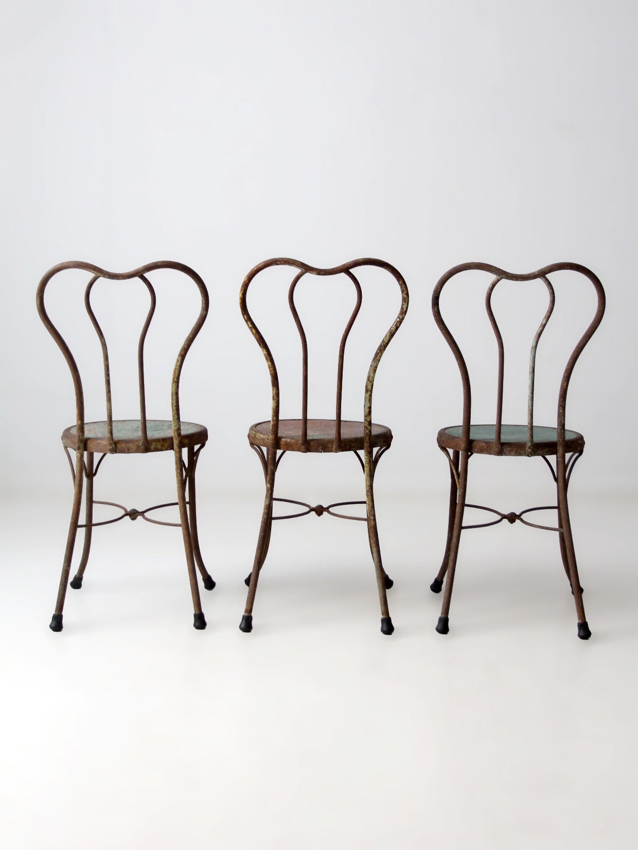 early 20th century Art Nouveau iron bistro chairs, set of 3
