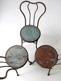 early 20th century Art Nouveau iron bistro chairs, set of 3