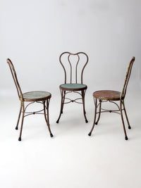 early 20th century Art Nouveau iron bistro chairs, set of 3