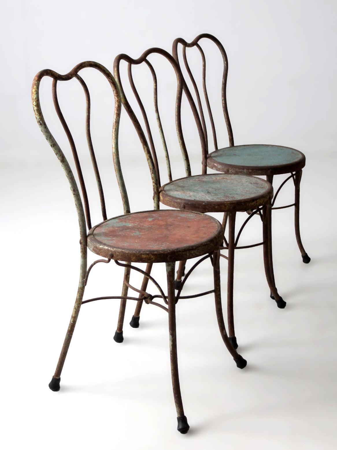 early 20th century Art Nouveau iron bistro chairs, set of 3