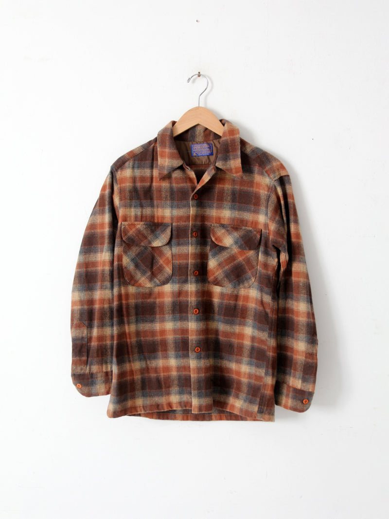 vintage 60s Pendleton wool plaid button down shirt