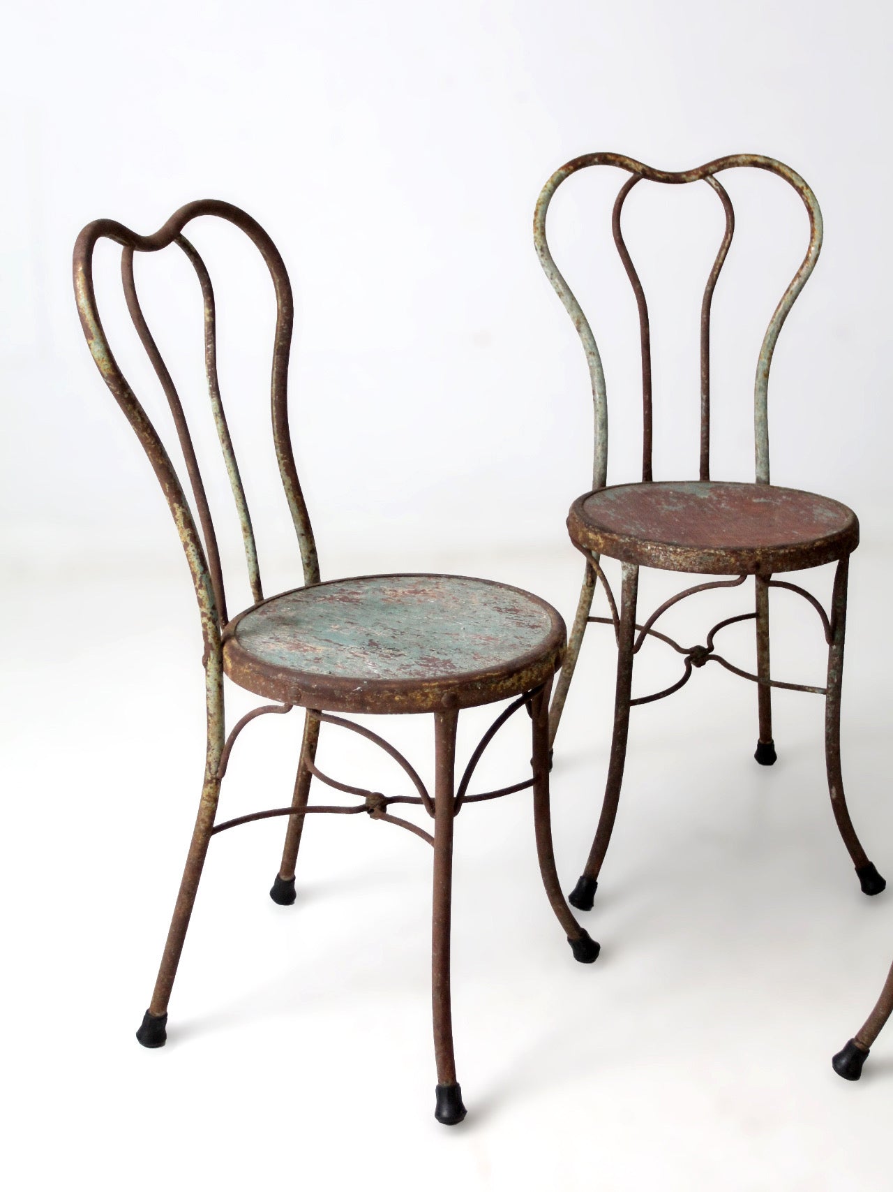 early 20th century Art Nouveau iron bistro chairs, set of 3