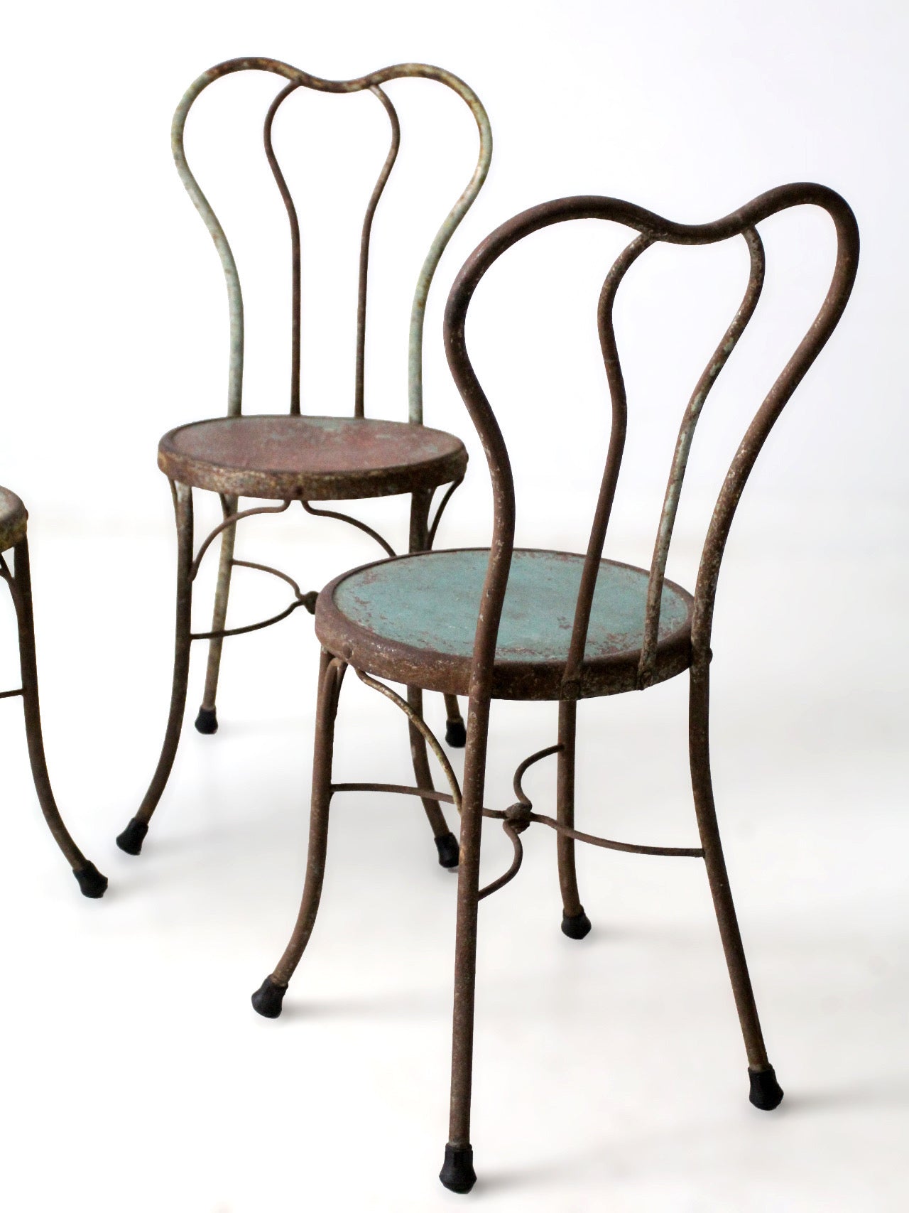 early 20th century Art Nouveau iron bistro chairs, set of 3