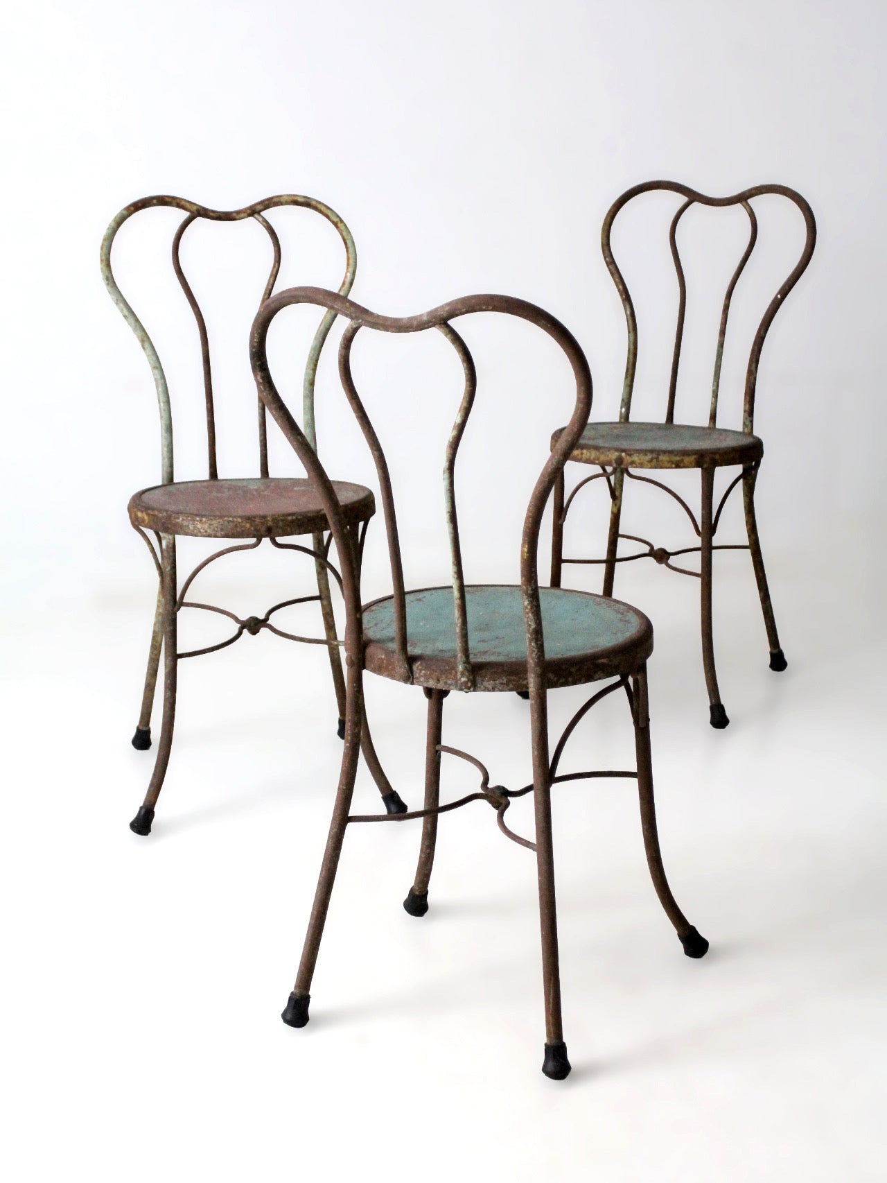 early 20th century Art Nouveau iron bistro chairs, set of 3