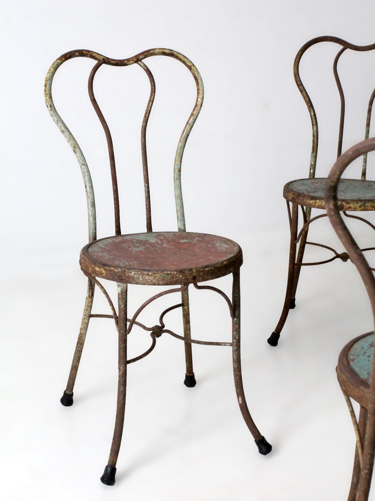 early 20th century Art Nouveau iron bistro chairs, set of 3