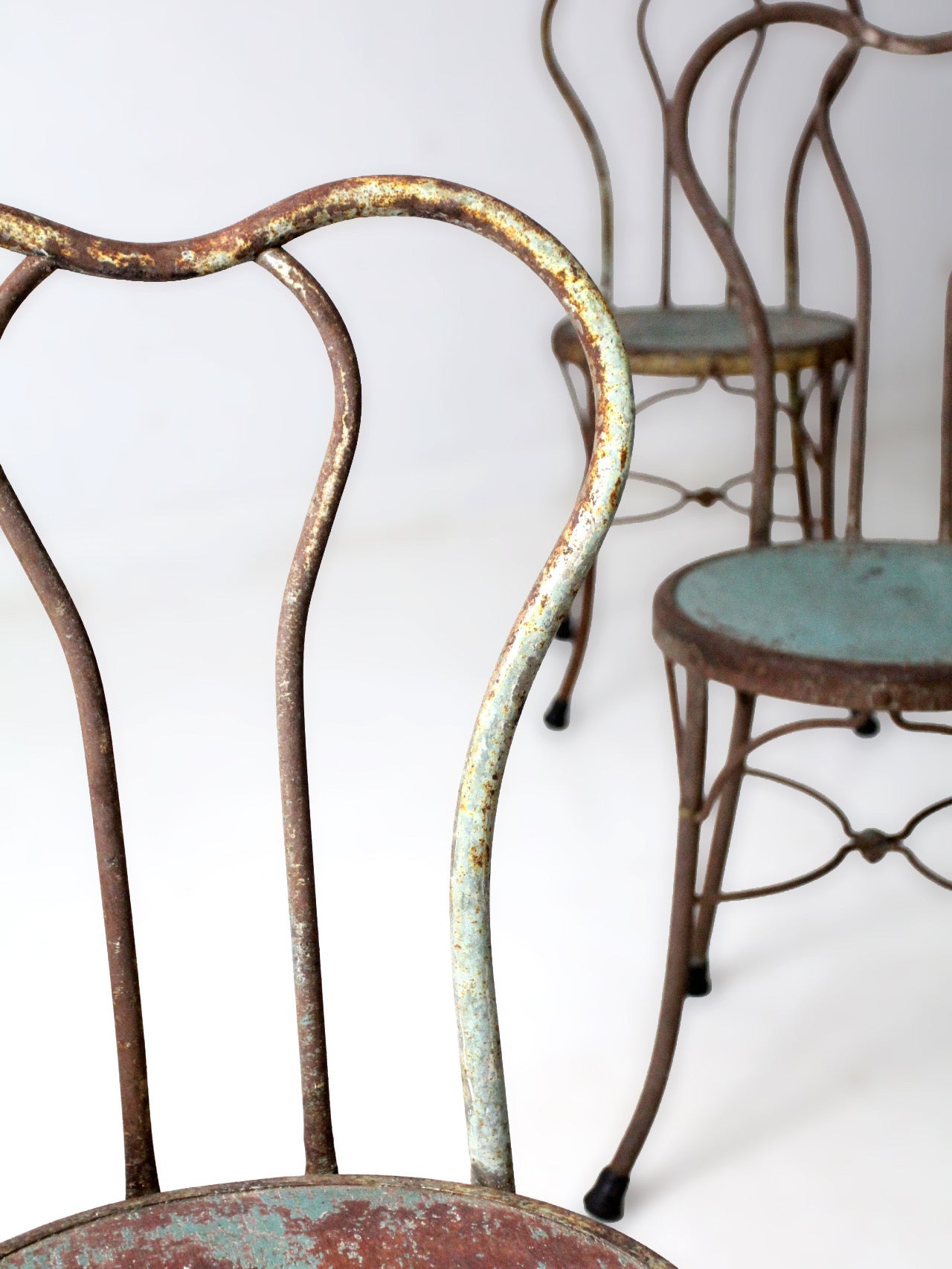 early 20th century Art Nouveau iron bistro chairs, set of 3