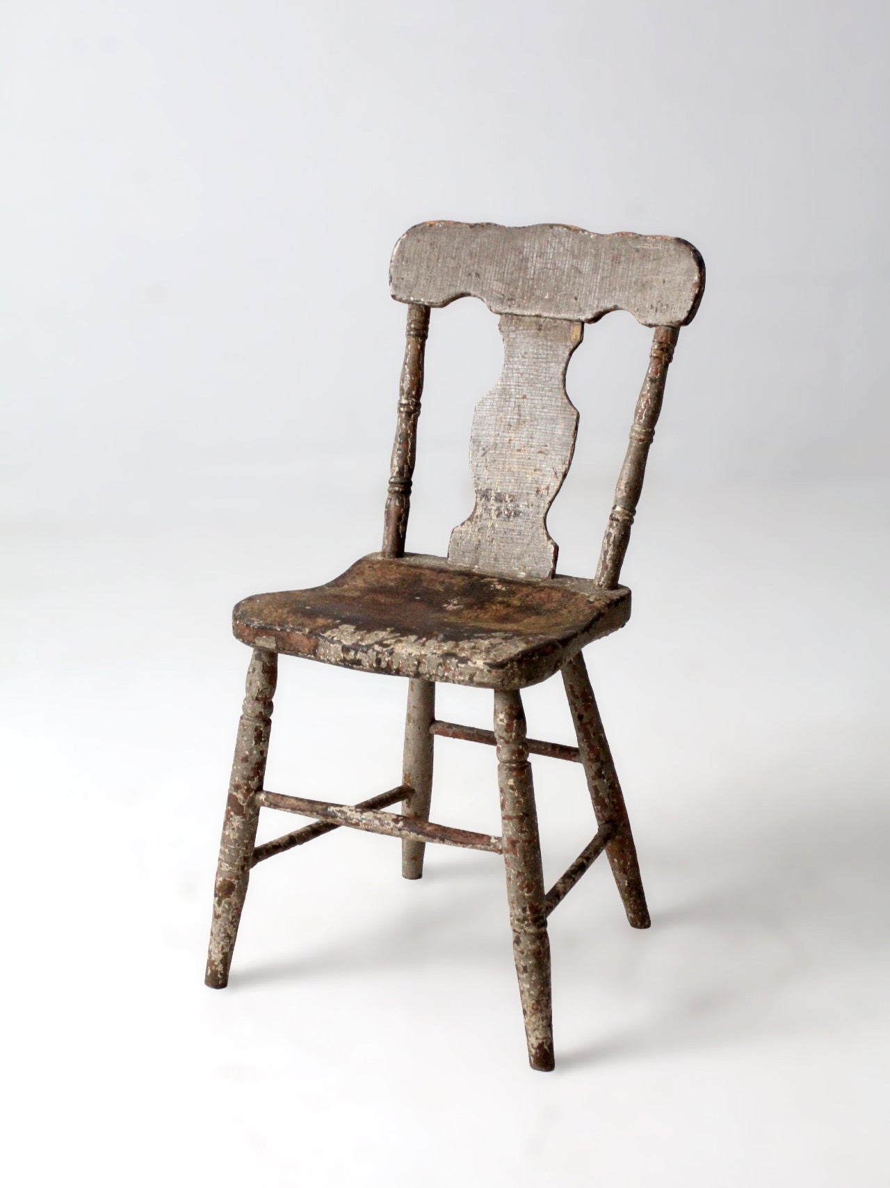 antique primitive painted farmhouse chair