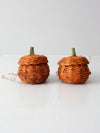 vintage woven pumpkin baskets pair