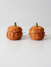 vintage woven pumpkin baskets pair