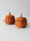 vintage woven pumpkin baskets pair