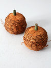 vintage woven pumpkin baskets pair