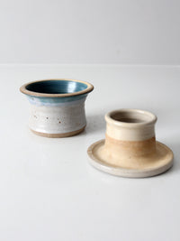 vintage handmade studio pottery butter keeper
