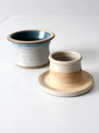 vintage handmade studio pottery butter keeper