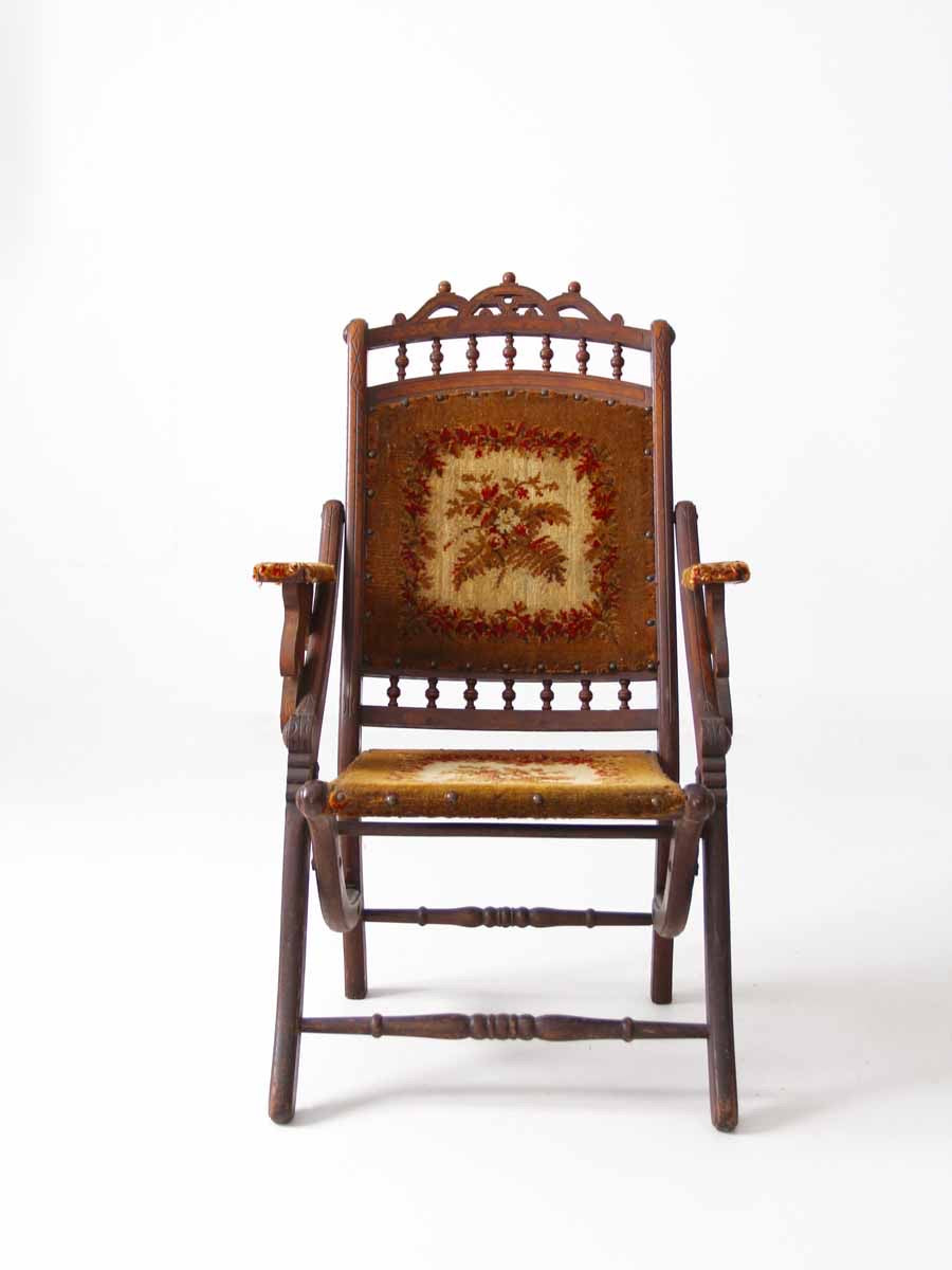 Victorian tapestry folding chair