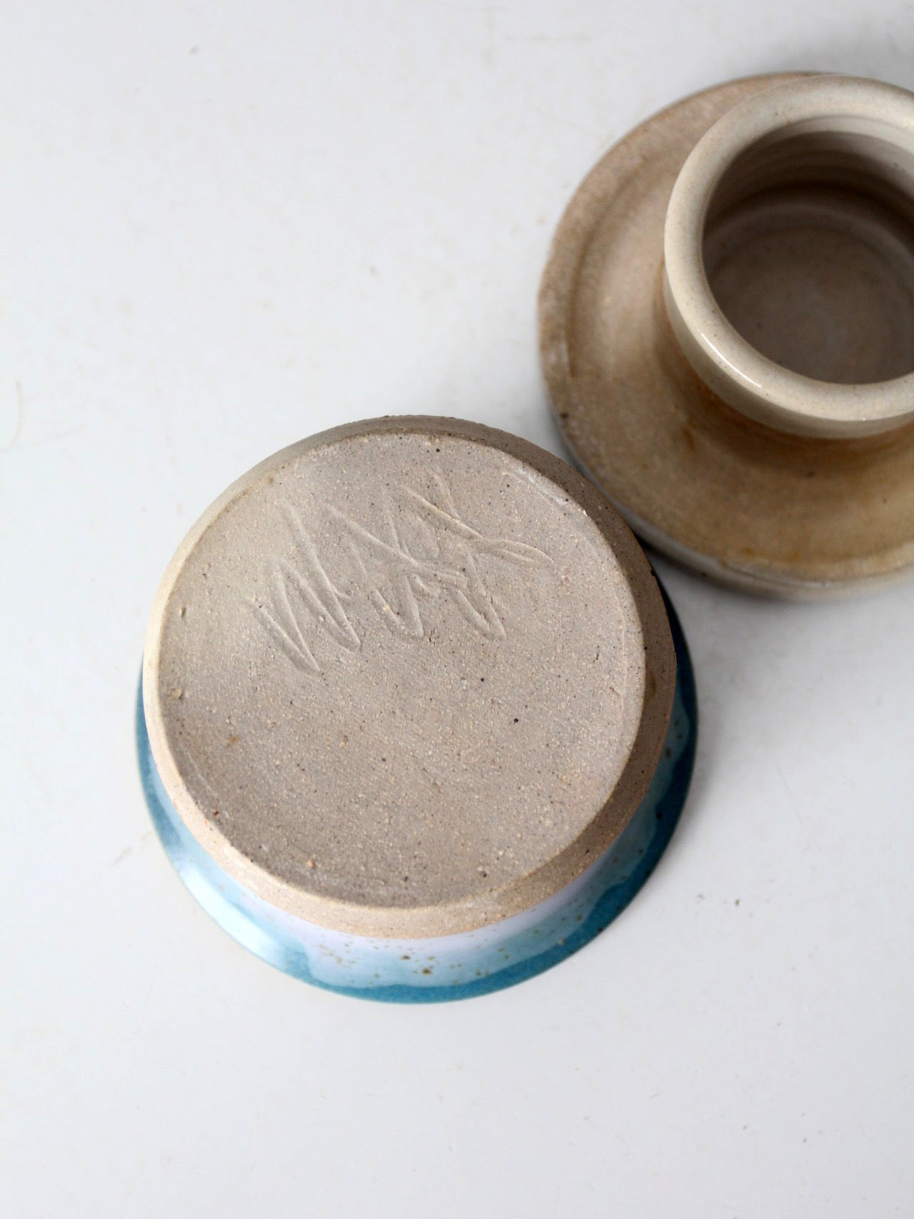vintage handmade studio pottery butter keeper